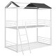 preview thumbnail 22 of 25, Twin over Twin Metal Bunk Bed with Half Roof, Guardrail, and Ladder, Premium Steel Slats Support, Ideal Kids' Furniture