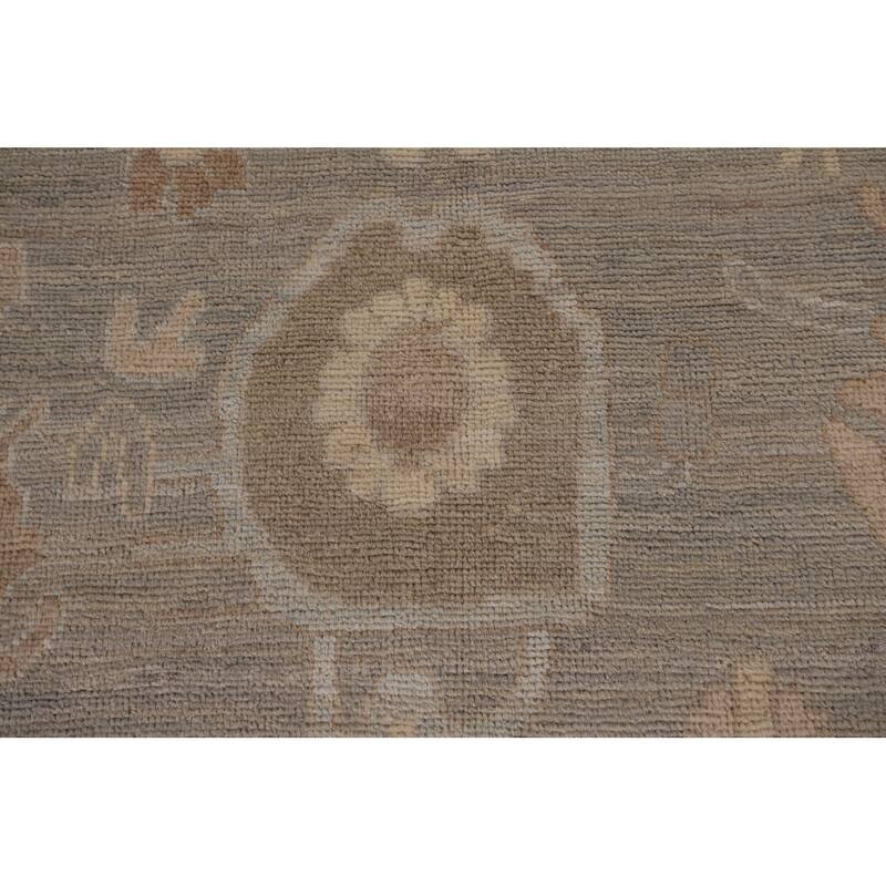 Vegetable Dye Gray Oushak Oriental Area Rug Handmade Wool Carpet - 9'1" x 11'11"