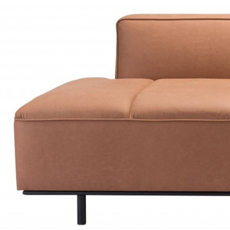 HomeRoots 79" Brown Faux Leather Sofa With Black Legs