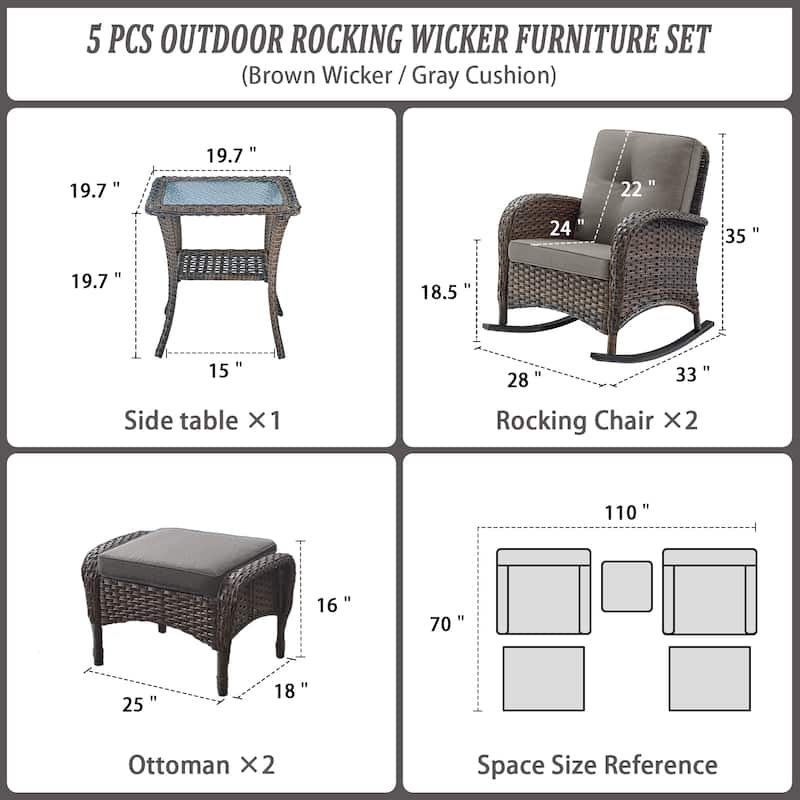 Outdoor Rocking Club Chairs w/ Cushions