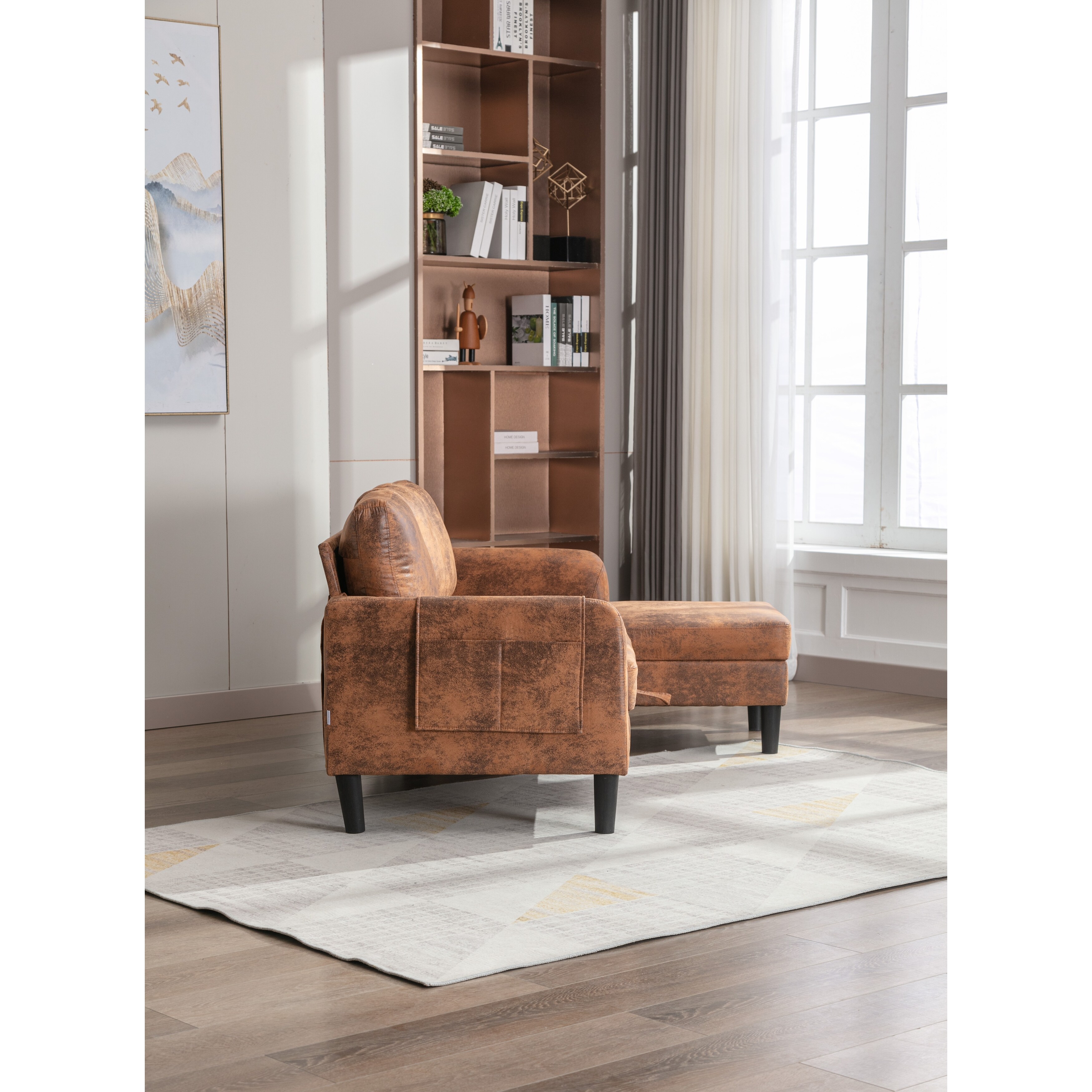 Microfiber chaise lounge hot sale sofa
