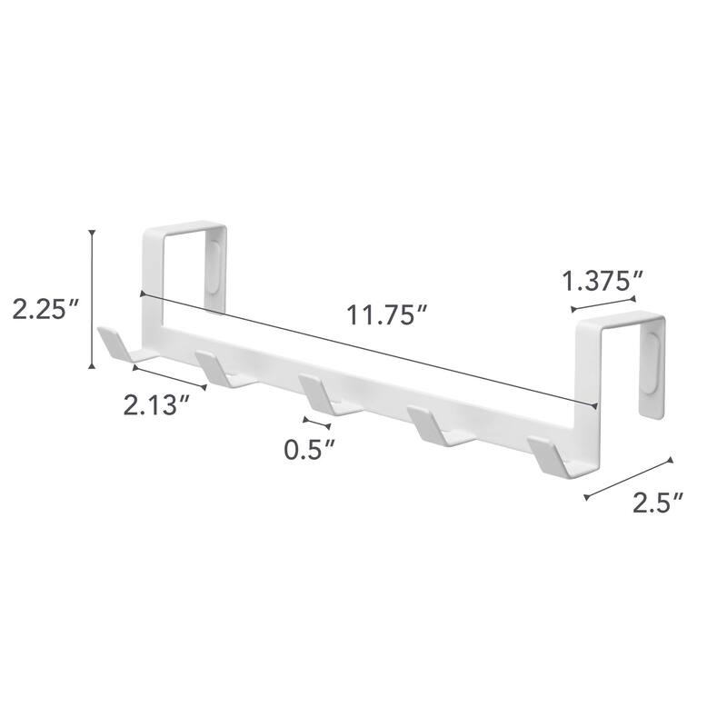 Yamazaki Home Over-the-Door Hanger, Steel, Up To 1.375" Door, Wide, Holds 11 lbs - L 2.76 x W 11.81 x H 2.36 inches