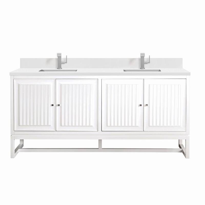 James Martin Vanities E645-V72-1WZ Athens 72" Double Basin Poplar Wood - Glossy White - Painted