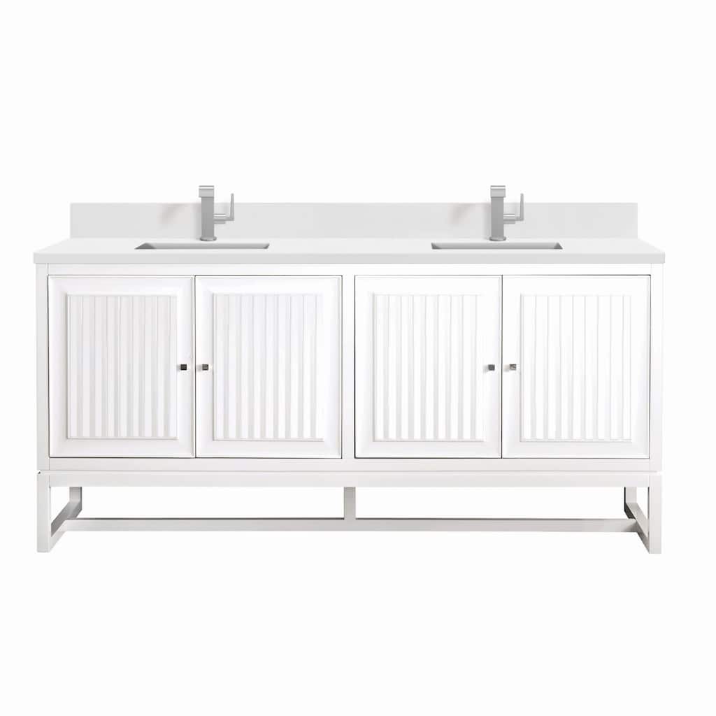 James Martin Vanities E645-V72-1WZ Athens 72" Double Basin Poplar Wood