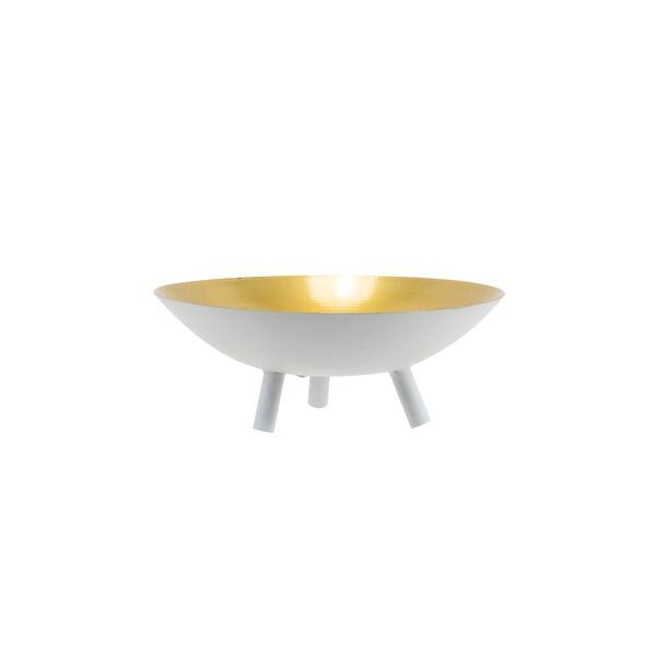 slide 2 of 6, Foreside Home & Garden Small White and Brass Metal Decorative Storage Tray