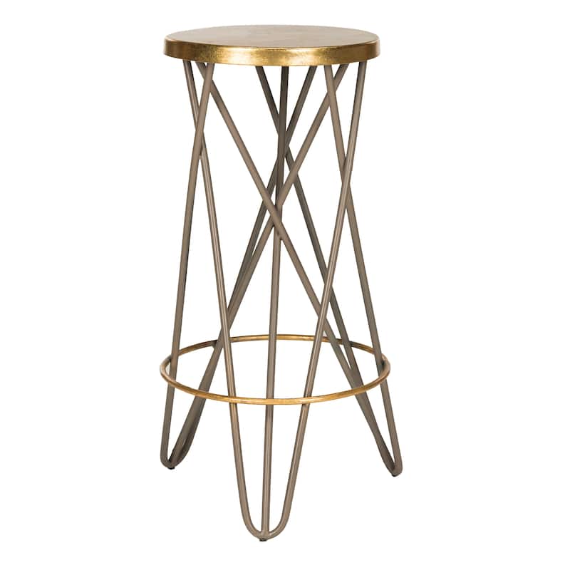 SAFAVIEH Elissa 30 Inch Gold Leaf Bar Stool - 18" x 18" x 30" - 18Wx18Dx30H