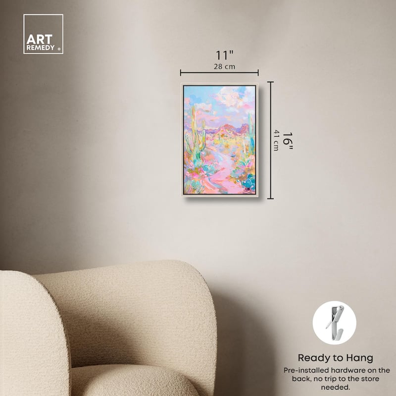 Pink and Teal Landscape Canvas by Art Remedy