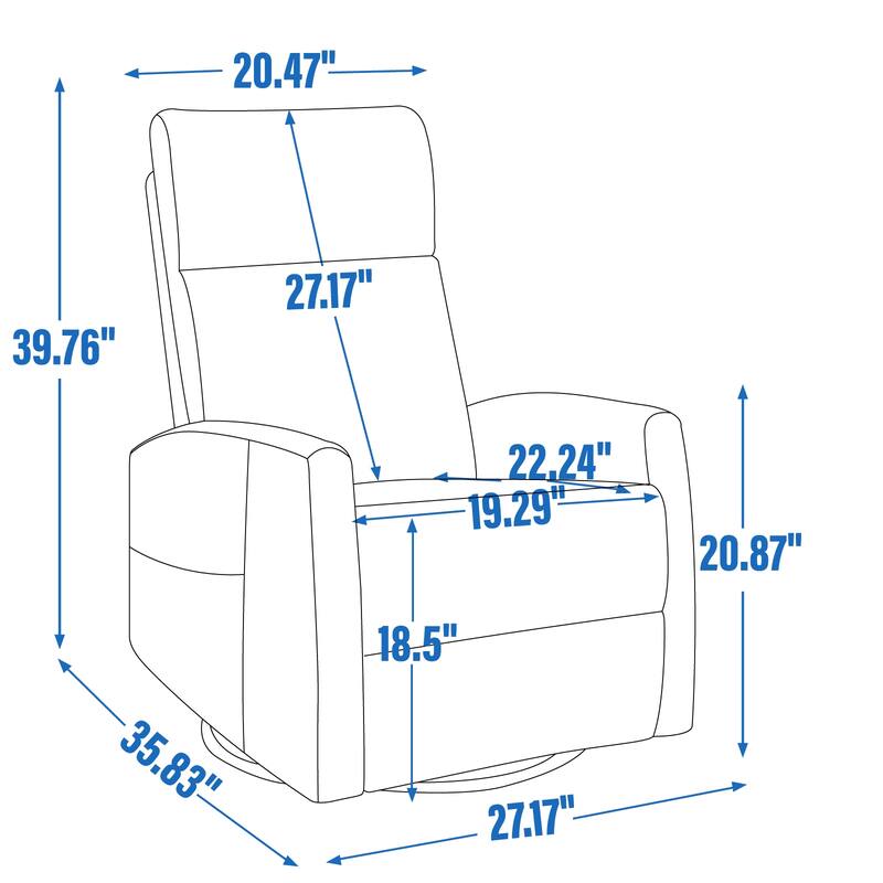 Heat Massage Manual Recliner Chair with Rocker and Swivel in Fabric for Living Room