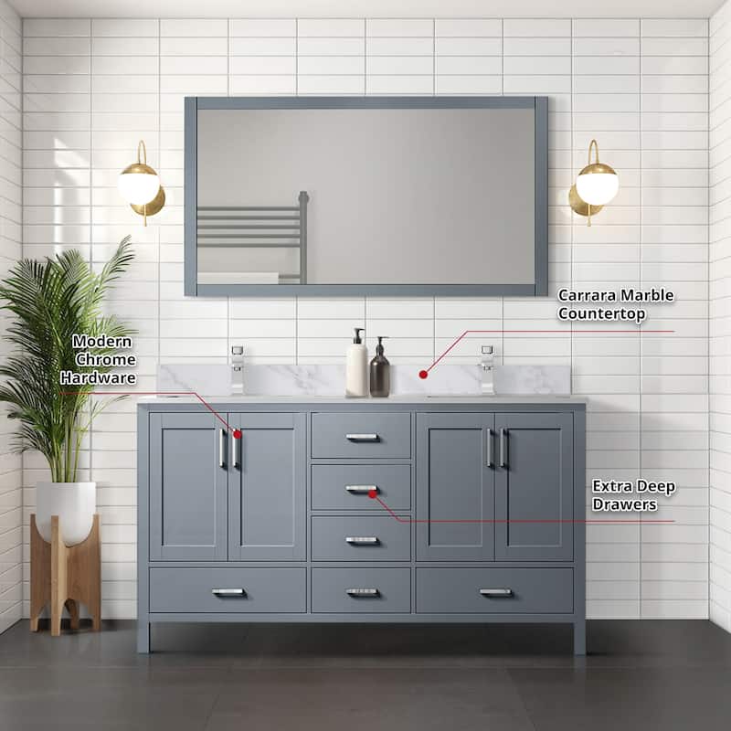 Jacques 60 in. W x 22 in. D White Double Bath Vanity