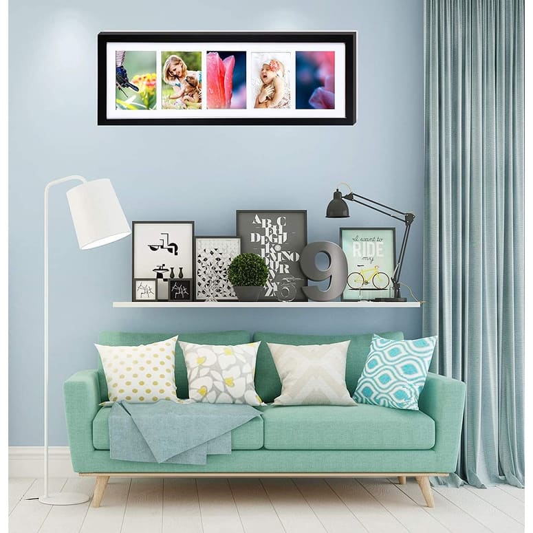 Adeco Black Wood Hanging Picture Frame w/ 5 Openings