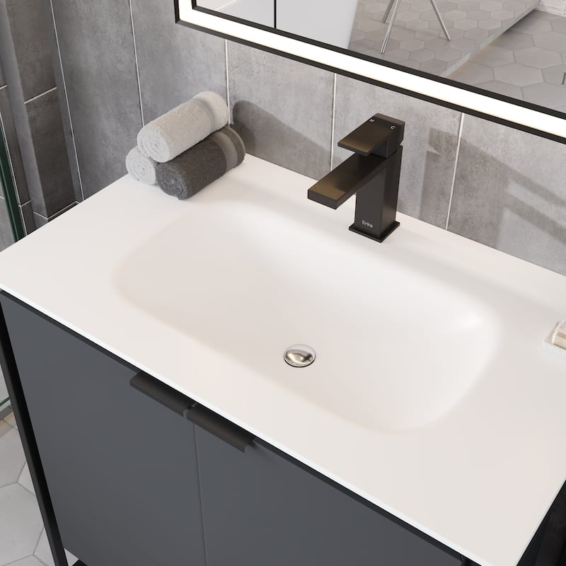 Eviva Onyx Wall Mount Bath Vanity with Solid Surface Top