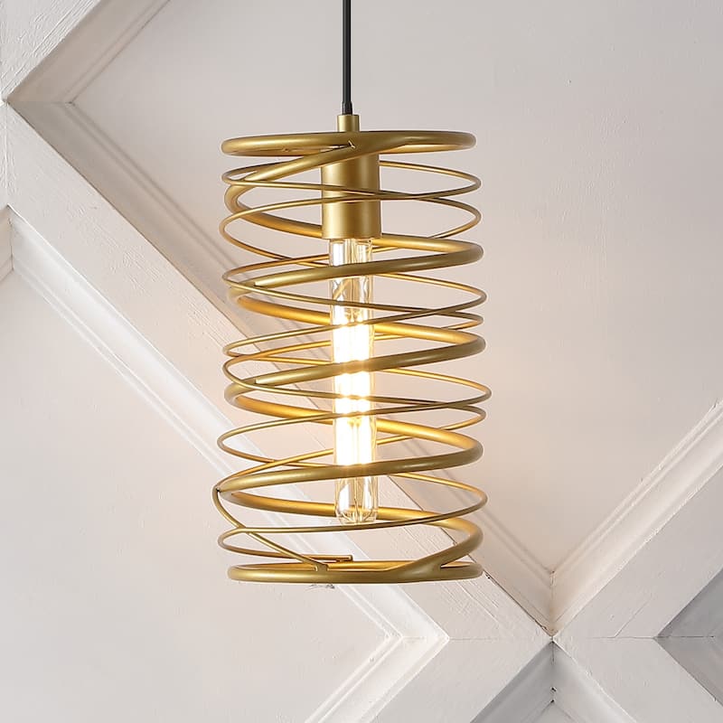 Skylar 7.25" 1-Light Modern Contemporary Iron Spiral LED Pendant, by JONATHAN Y