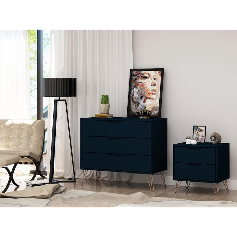 Manhattan Comfort Rockefeller 2-Piece Dresser Set - Tatiana Midnight Blue