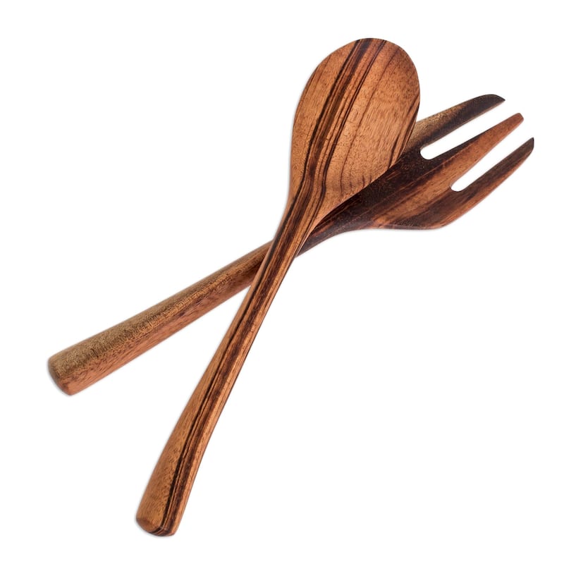 Novica Handmade At The Table Wood Salad Servers (Pair) - Brown - 2 Piece