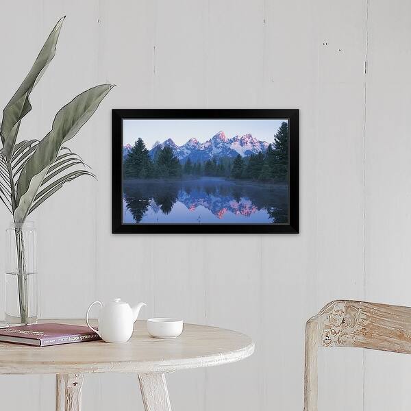 Grand Teton Mountain Range Reflected in a Lake at Sunrise, Wyoming ...