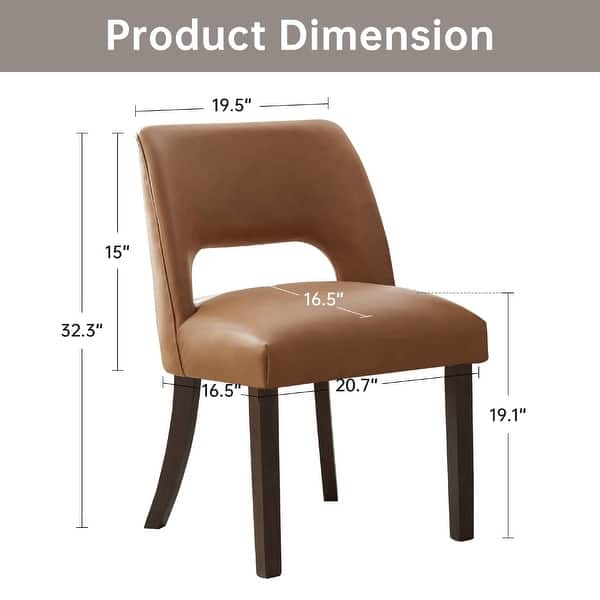dimension image slide 2 of 6, Modern Dining Chairs, Faux Leather Kitchen Chairs with Wood Legs