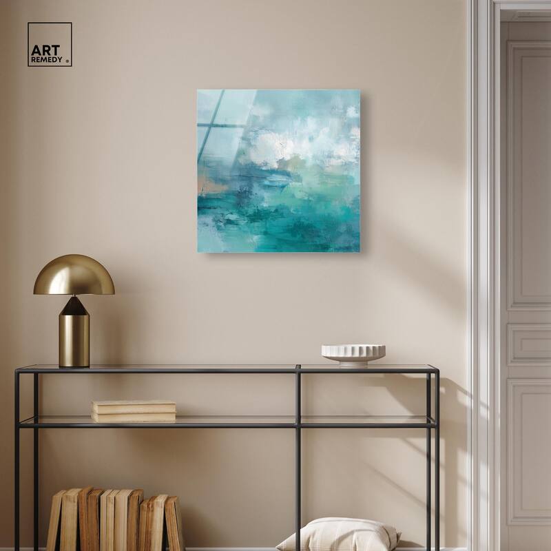 Green Blue II Acrylic by Art Remedy, Ready to Hang