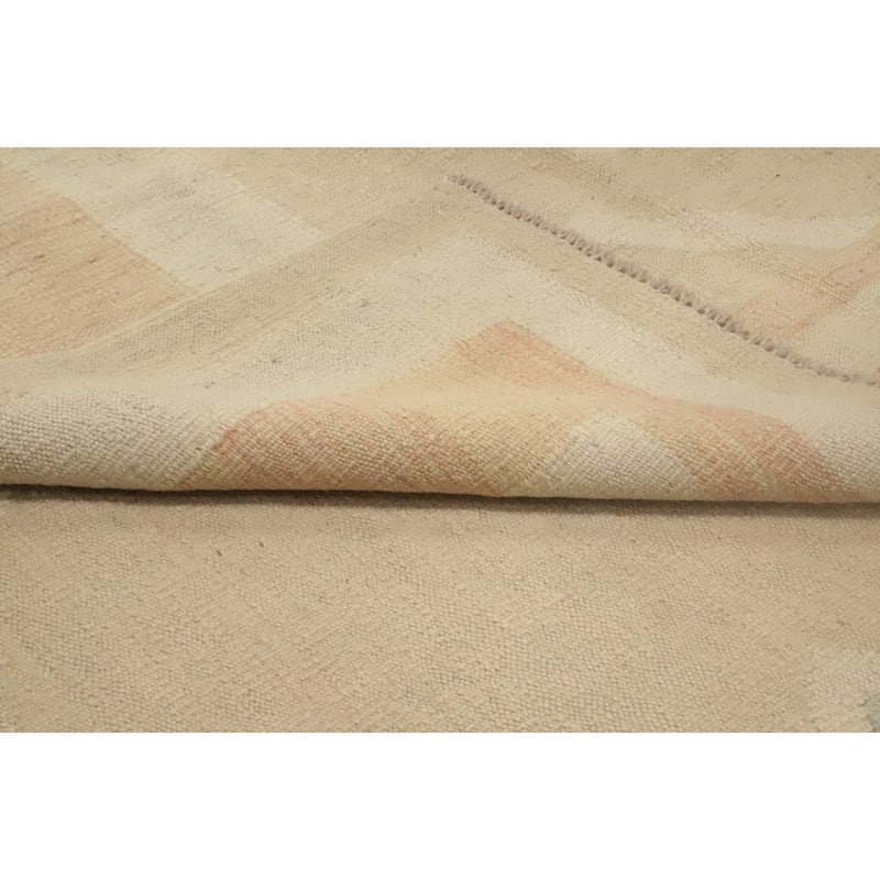Hand Woven Oriental 100% Wool Carpet Southwestern Tribal Beige & Ivories Kilim Area Rug - 9' 7'' X 8' 0''