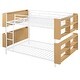 preview thumbnail 10 of 14, Full Over Full Size Metal Convertible Bunk Bed Frame w/ Unique Storage Headboard & Shelves, White Detachable Iron Bed for Teens