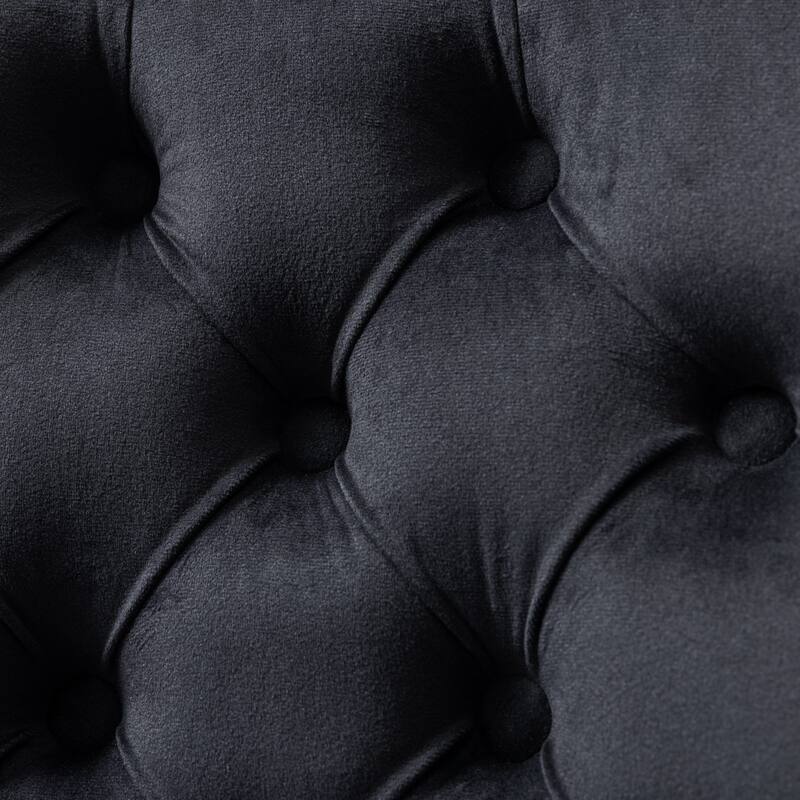 Velvet Upholstered Tufted Button Home Office Chair, Adjustable Wingback Armless Desk Chair, Swivel Vanity Chair with Metal Base
