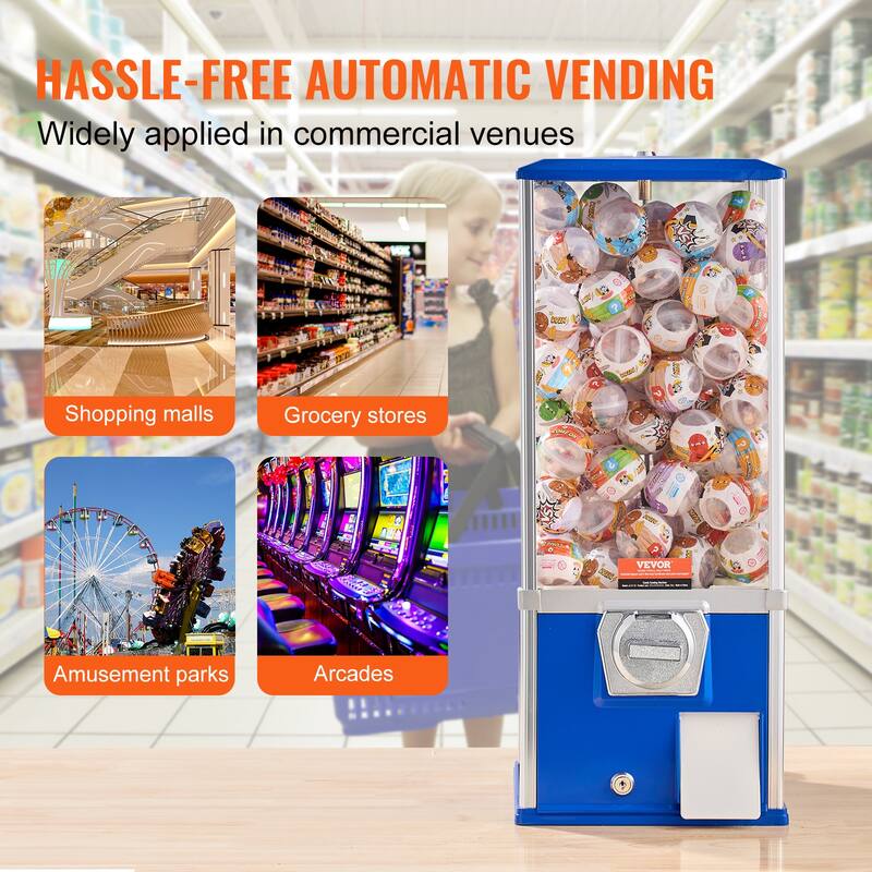 VEVOR Gumball Machine for Kids Home Vending Machine Rectangle Bubble Gum Machine for Game Stores Coin Operated Gumball Bank