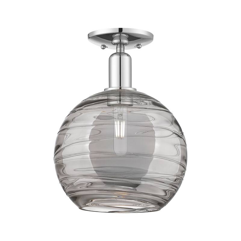Innovations Lighting 716-1C-14-10 Athens Deco Swirl Semi-Flush Athens - Polished Chrome / Light Smoke Deco Swirl