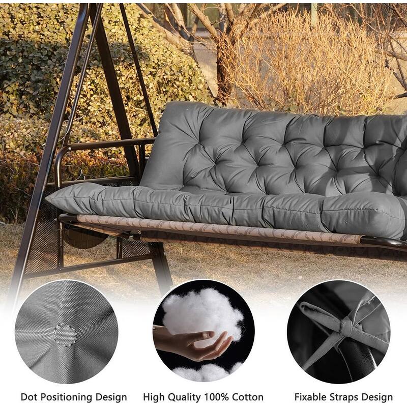 Outdoor Swing Cushions Replacement, Outdoor Thickened Bench Cushion with Ties for Porch,Patio,Backyard,Garden