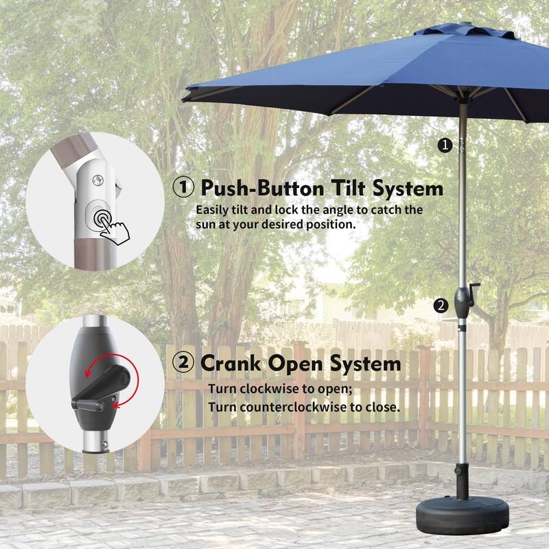 10FT Commercial Patio Umbrella with Wind Vent & Push-Button Tilt - 8 Steel Ribs (Base Not Included)"