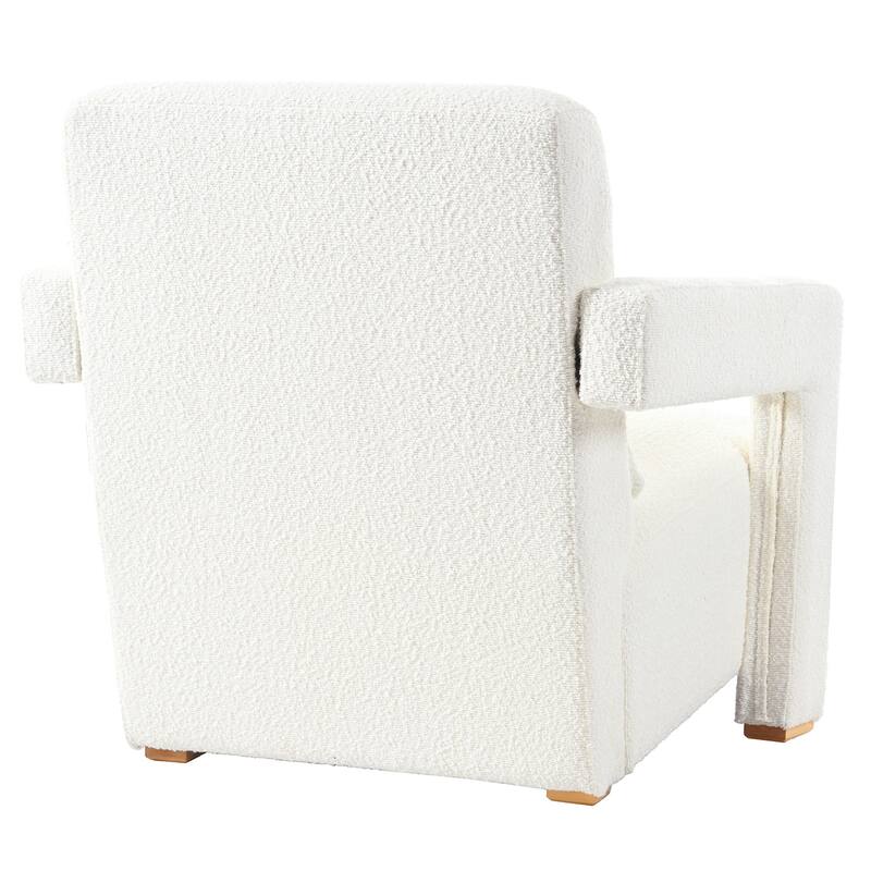 Modern Accent Chair with Square Arms, Living Room Upholstered Boucle Reading Chair Sofa Chair for Bedroom, Office