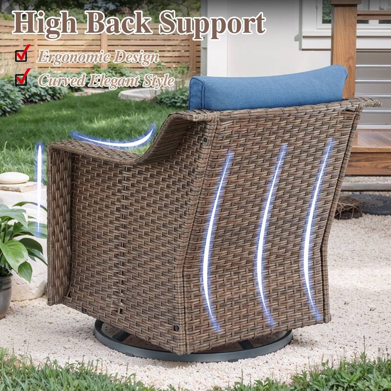Outdoor Sofa Chair Table & Swive Chail with Ottoman