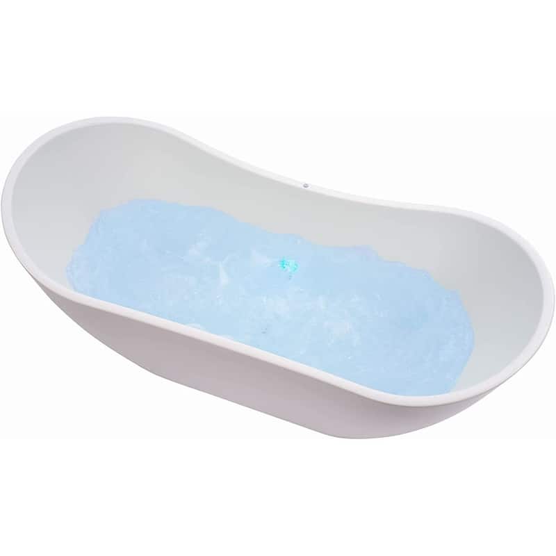 Vanity Art 71" Freestanding Acrylic Soaking Bathtub with Slotted Overflow & Pop-up Drain with Air Bath Option Available