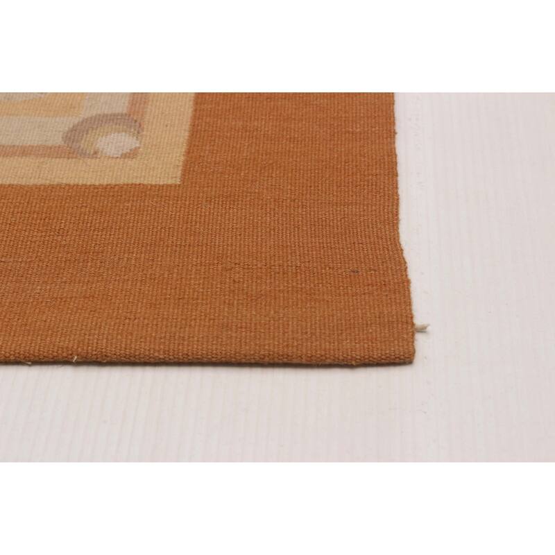 ECARPETGALLERY Flat-Weave Dynasty Ivory Wool Tapestry Kilim - 9'10 x 14'0