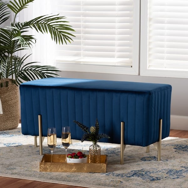 Helaine Contemporary Glam Luxe Upholstered Bench Ottoman - On - Overstock - 34843935