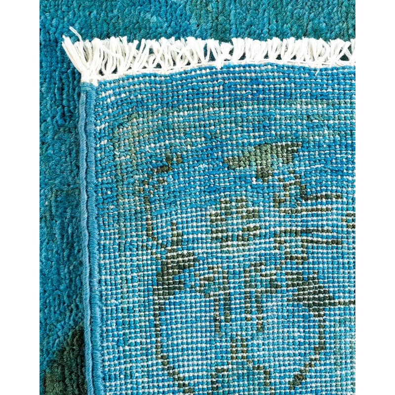 Overton Hand Knotted Wool Vintage Inspired Modern Contemporary Overdyed Blue Area Rug - 3' 2" x 5' 6"