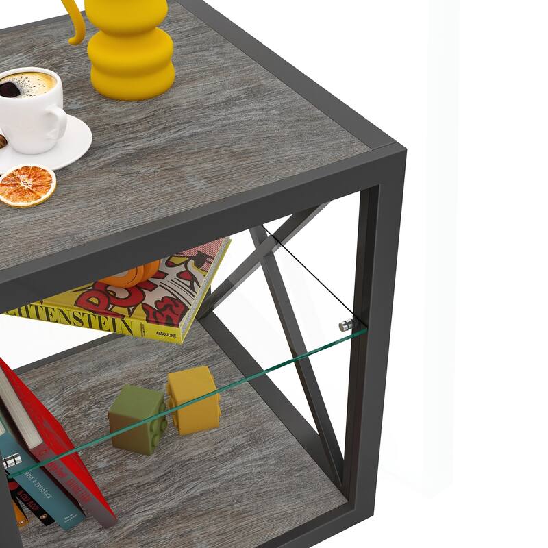 Modern Industrial Side Table with Versatile Storage and Durable Construction
