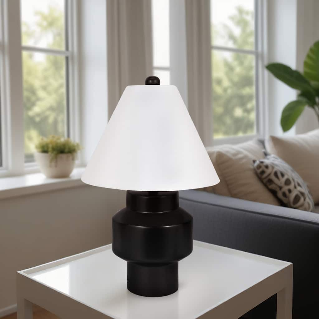 Sagebrook Home 22" Sleek Black Ceramic Cylinder Table Lamp for Modern Spaces - 14" x 14" x 22"