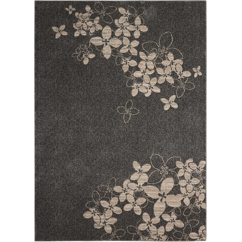 Hifo Power Loomed Floral Traditional Non Skid Stain Resistant Area Rug By HomeRoots - 153' X '111' X '0.5