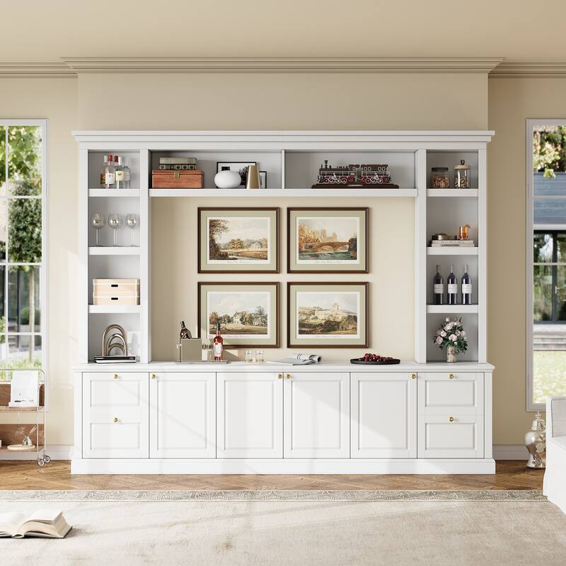 All-in-One Modern TV Stand with Bookcase for TVs up to 70 inch, Entertainment Center with 3 Adjustable Shelves