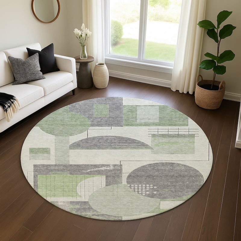 Premium Washable Super Soft Contemporary Mayfield Rug - Green - 8' x 8'
