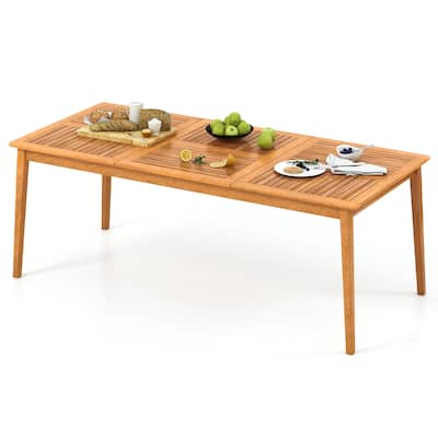 Gymax 8-Person Outdoor Acacia Wood Dining Table w/ 1.96'' Umbrella
