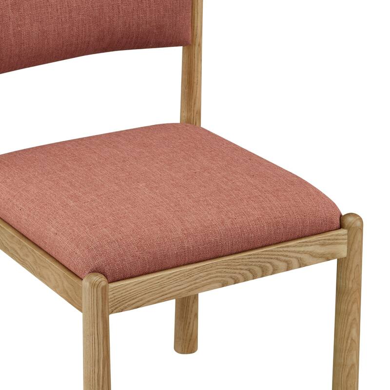 NADAAL STUDIOS Solien Dining Chair, Solid Ash Frame, Deep Pink Linen‑Blend Upholstery, Finial Detail
