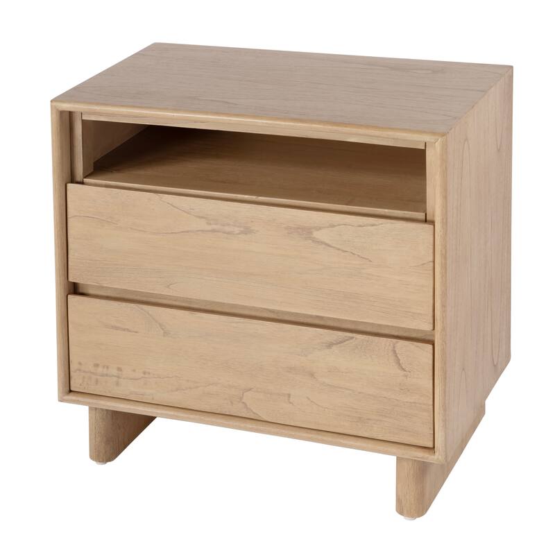 Halmstad 24 in. W Wood Panel 2 Drawer Nightstand with Soft-Closing Drawers