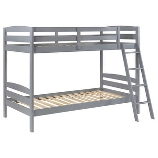 Rhea Farmhouse Grey Wood Twin Over Twin Bunk Bed