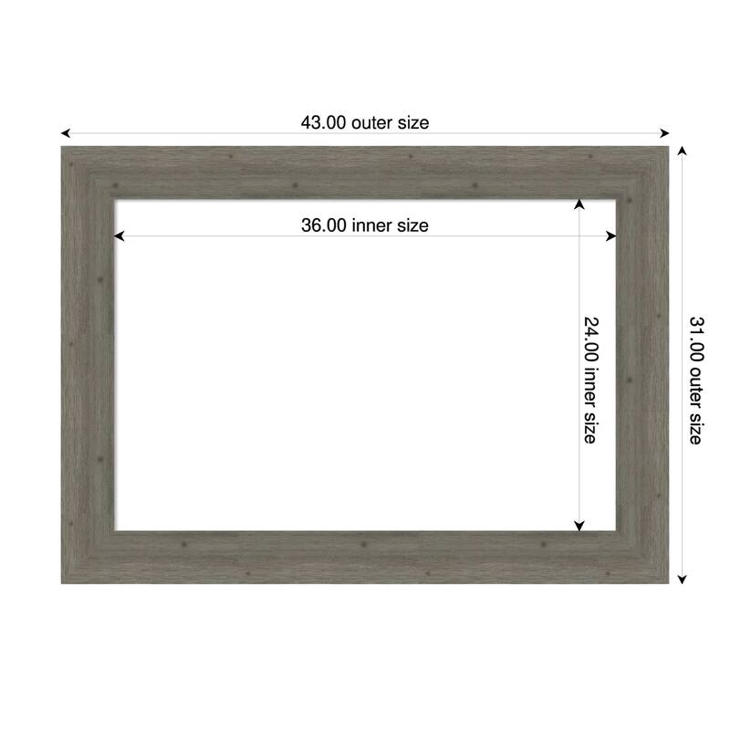 Amanti Art Fencepost Brown Framed Dry Erase Magnetic Board - 43 x 31 in - Fencepost Grey