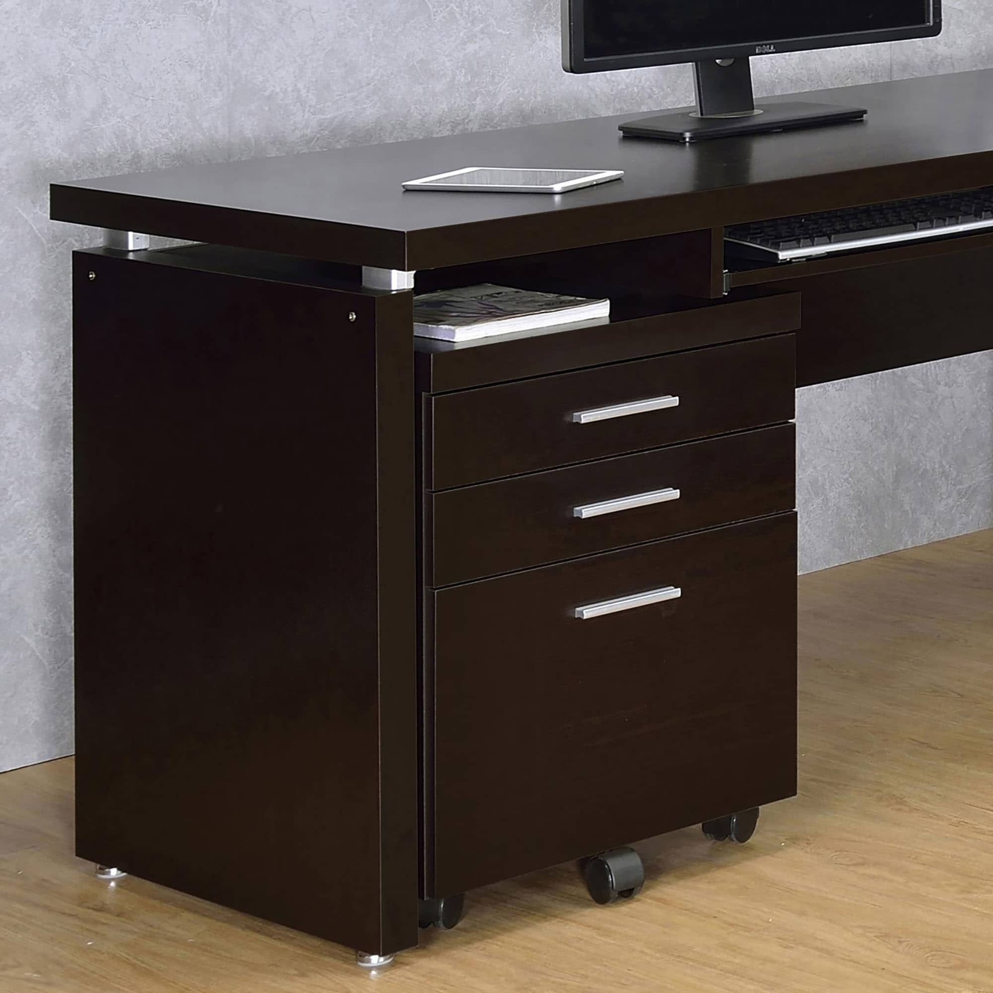 Weathered Oak and Black 1-Drawer File Cabinet, Modern Storage Solution