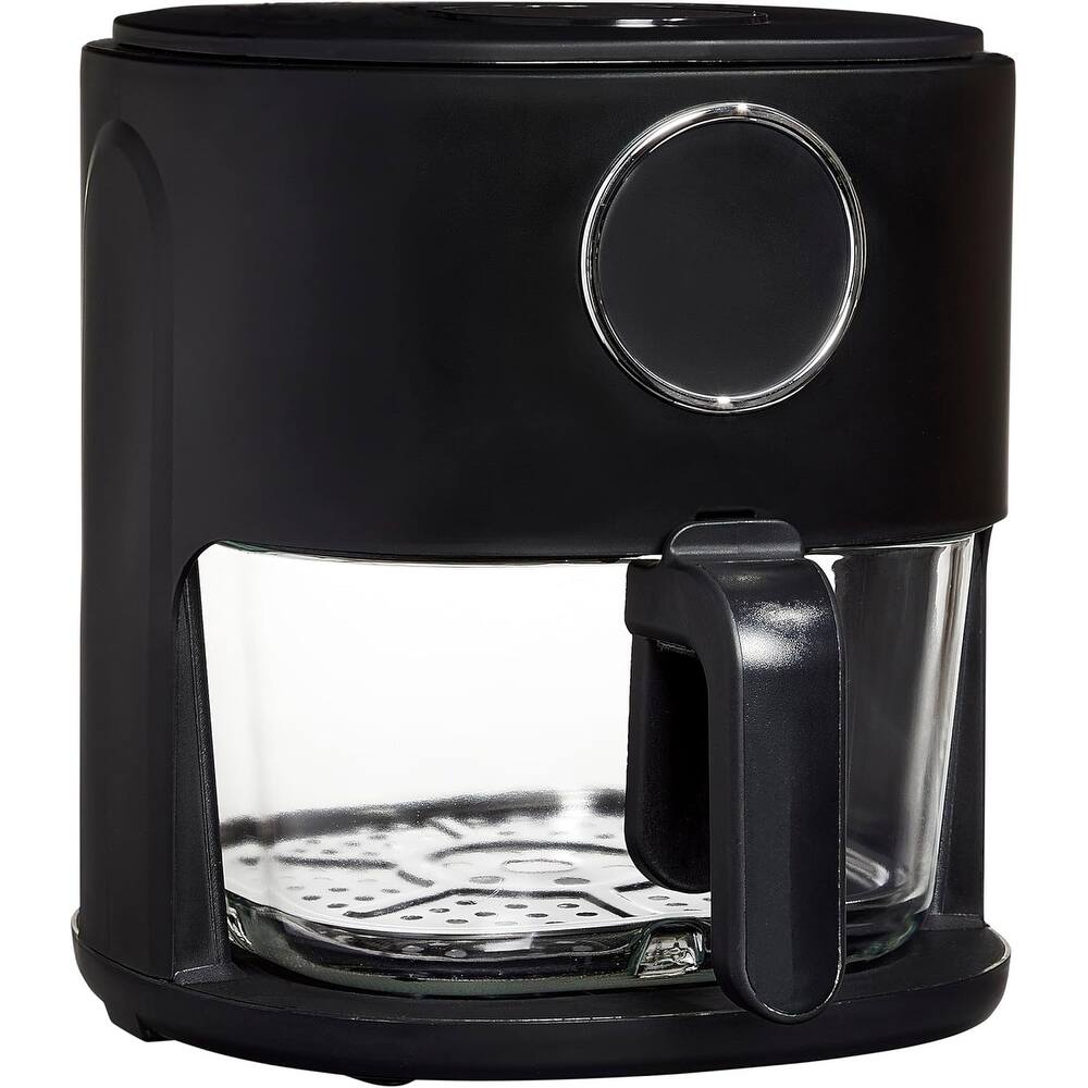 COOK WITH COLOR 1200W Air Fryer: Glass Basket, Dishwasher Safe, 60min Timer, 6 Presets, Temp Control 175F-400F, 4 - 5.5 QT
