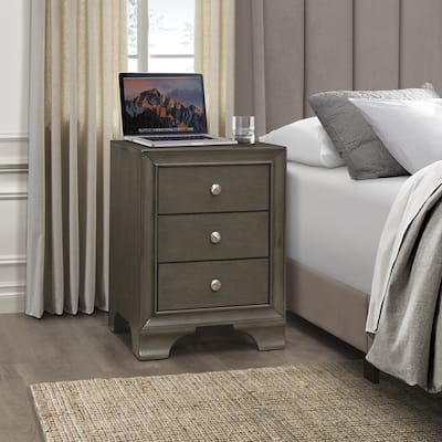 3-Drawers Nightstand with 2 USB Ports 1pc Bedside Table