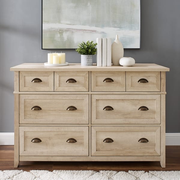 6 Drawer Farmhouse Dresser Overstock 33128229 White Oak