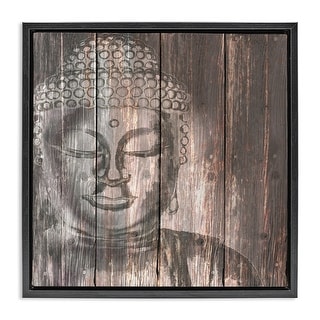 Stupell Rustic Buddha Face Framed Floater Canvas Wall Art Design By ...