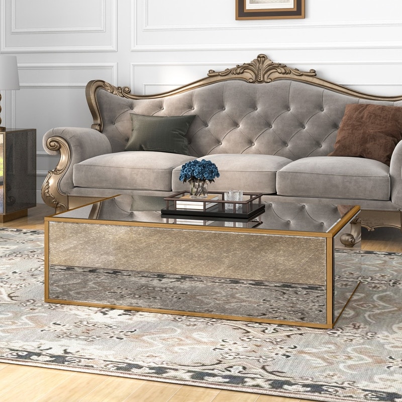 Modern Rectangular Coffee Table - Overstock - 41399856